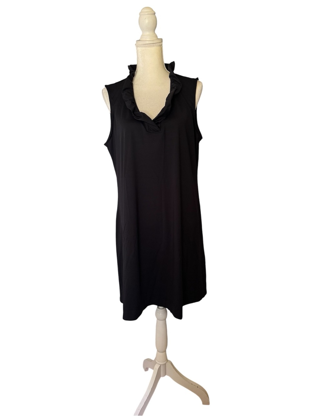 Lulu-B Black Gathered Neck Sleeveless midi Dress